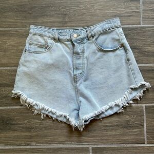 light wash high waisted shorts